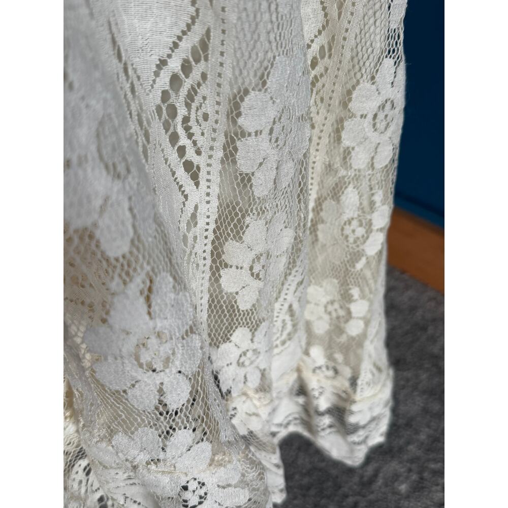 Cream Boho Lace Tassel Maxi Dress Crochet Cottagecore Dress Coquette Dress - Picture 9 of 13